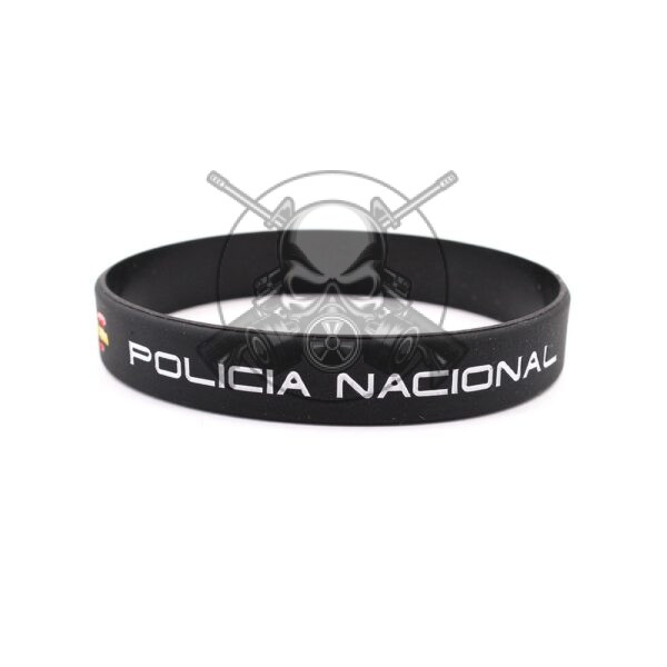 PULSERA GOMA POLICIA NACIONAL NEGRA