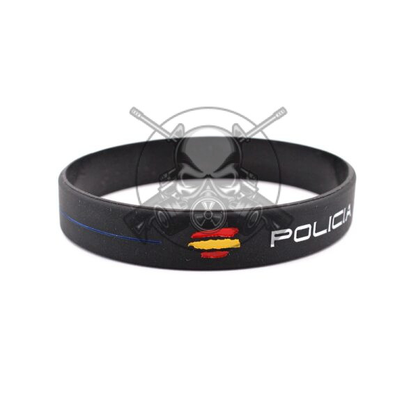 PULSERA GOMA POLICIA NACIONAL NEGRA - Imagen 2